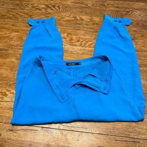 LRL  Electric Blue Button Cuff Stretch Golf Jogger Harem Trouser 2